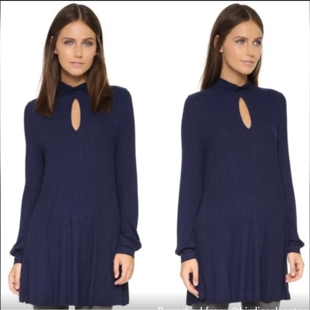 We the Free Navy Mini Dress Long Sleeve Bohemian Comfy Free People Spring Gypsy